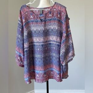 Catherines plus size 3X 26/28W top career office date night sleeve details